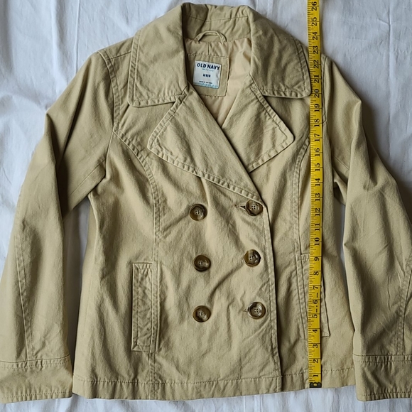 Old Navy khaki tan brown pea coat jacket medium - Picture 3 of 5